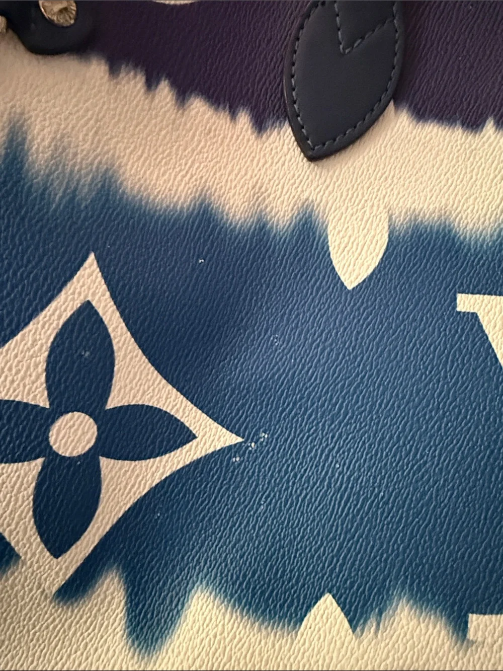 Blue White Tote Bag with Logo Pattern